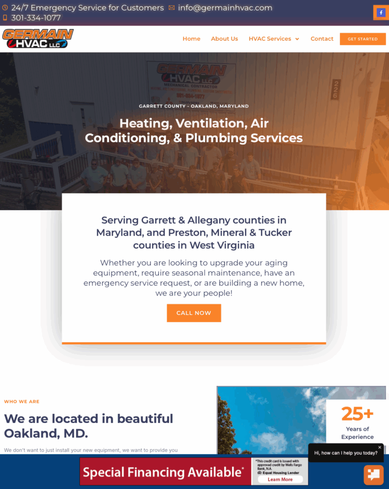 Germain HVAC website designed by Solnet