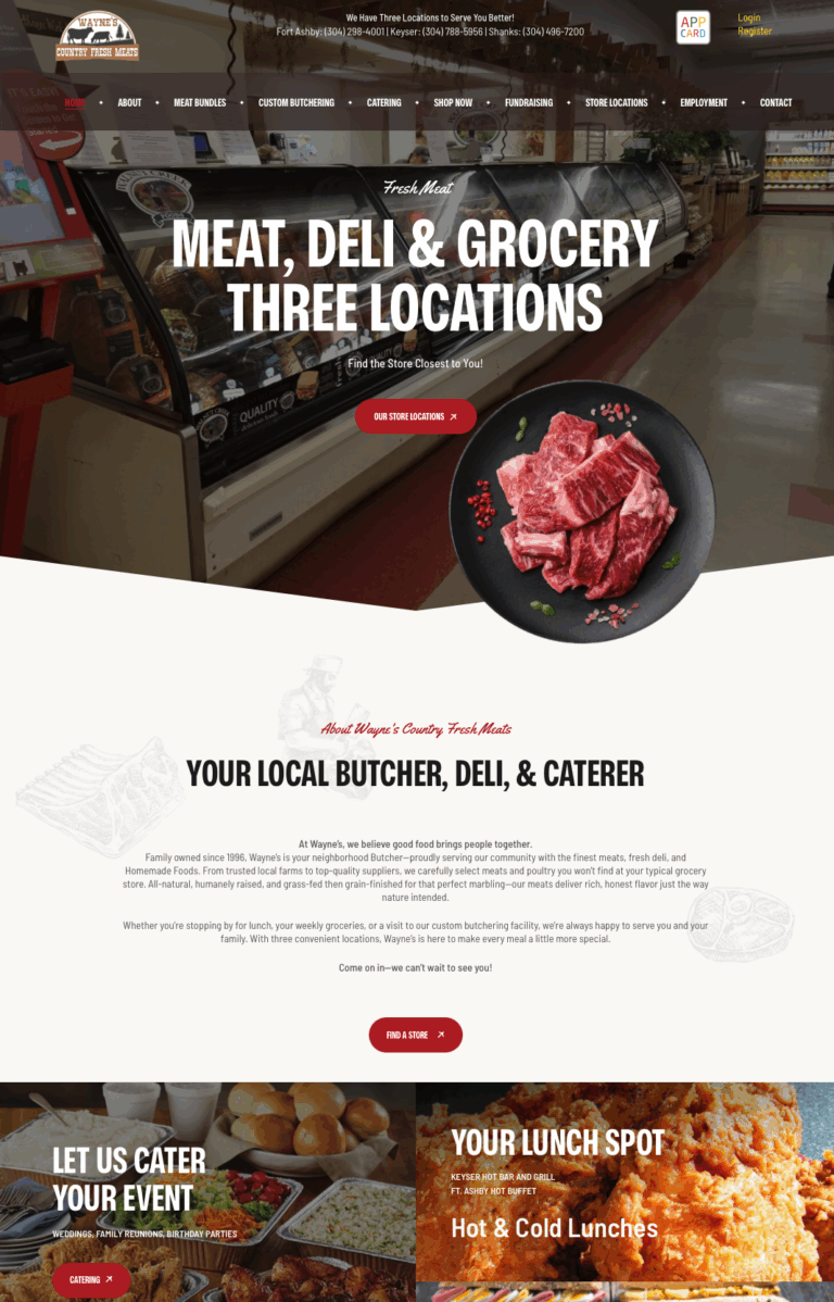 Wayne’s Country Fresh Meats website designed by Solnet
