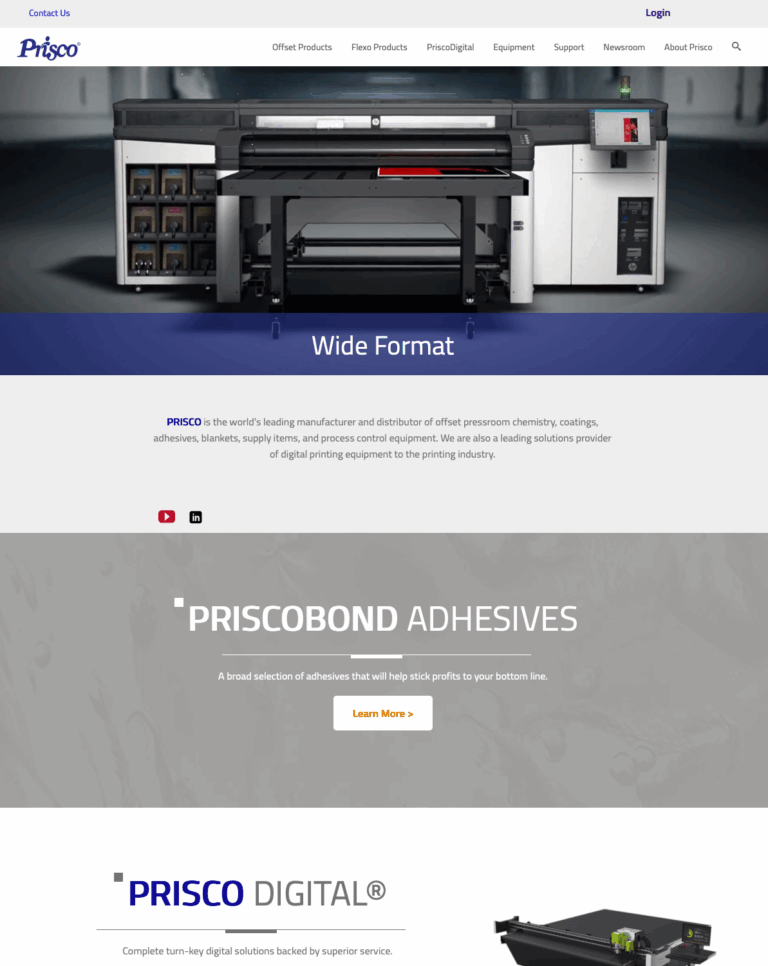 Prisco Worldwide website designed by Solnet