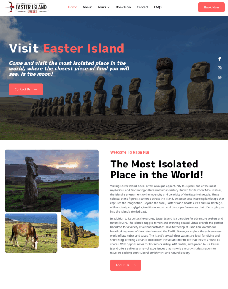 Easter Island Guides website designed by Solnet