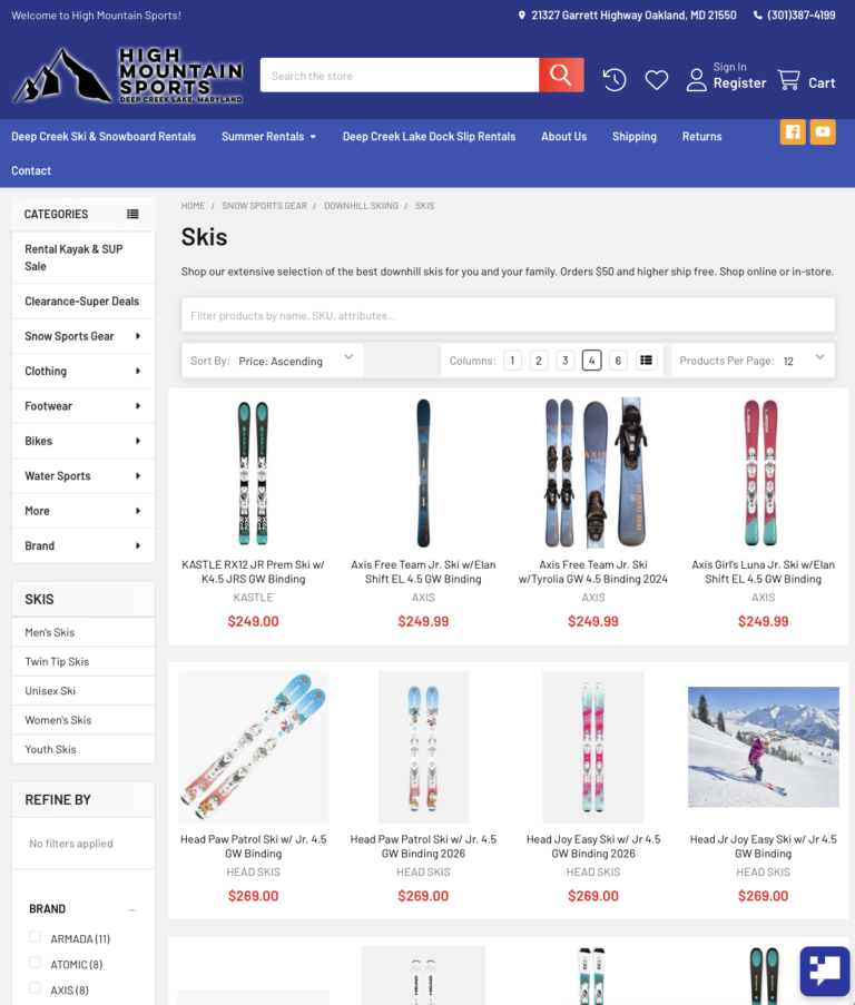 Sporting goods online store designed by Solnet