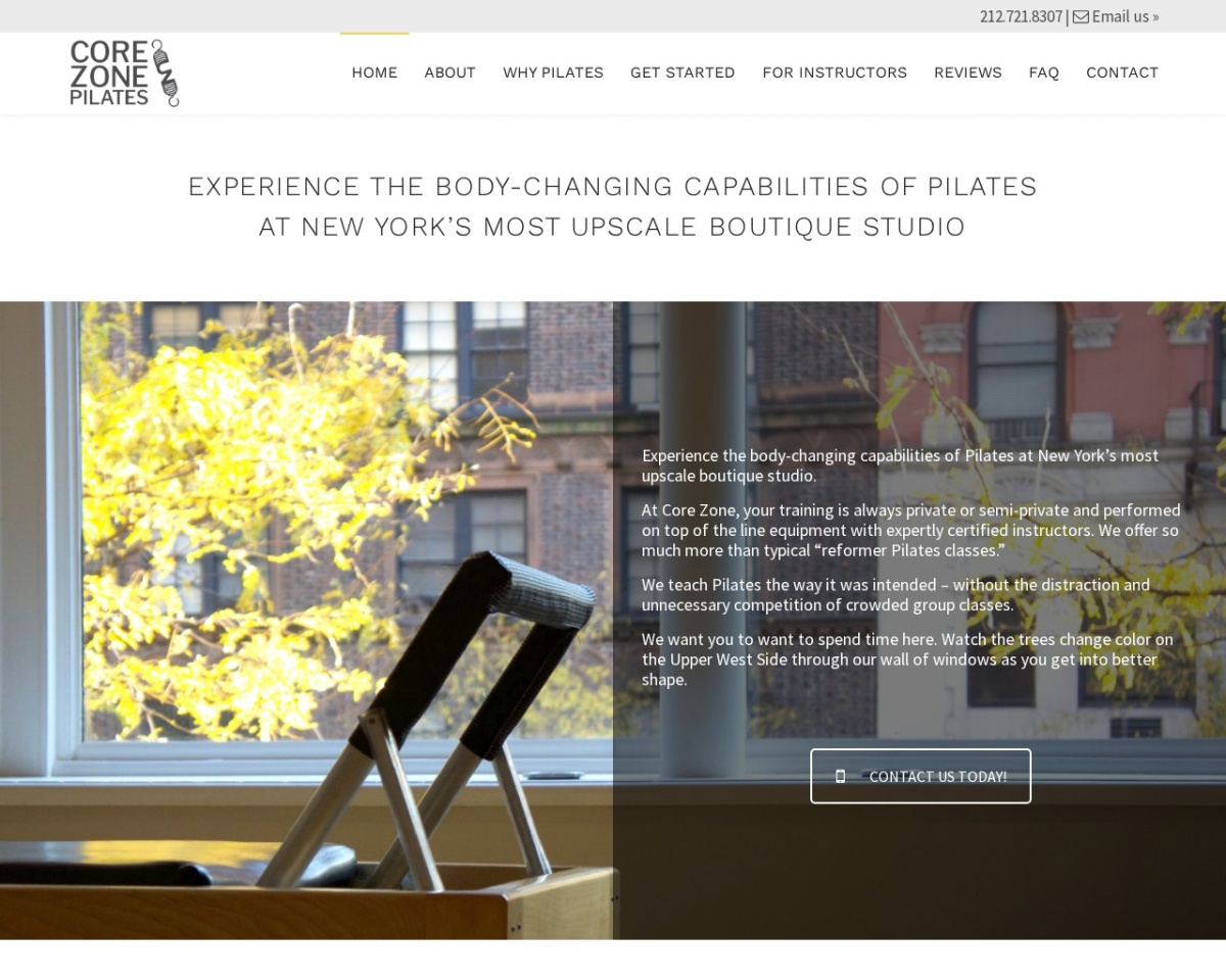 Core Zone Pilates website designed by Solnet