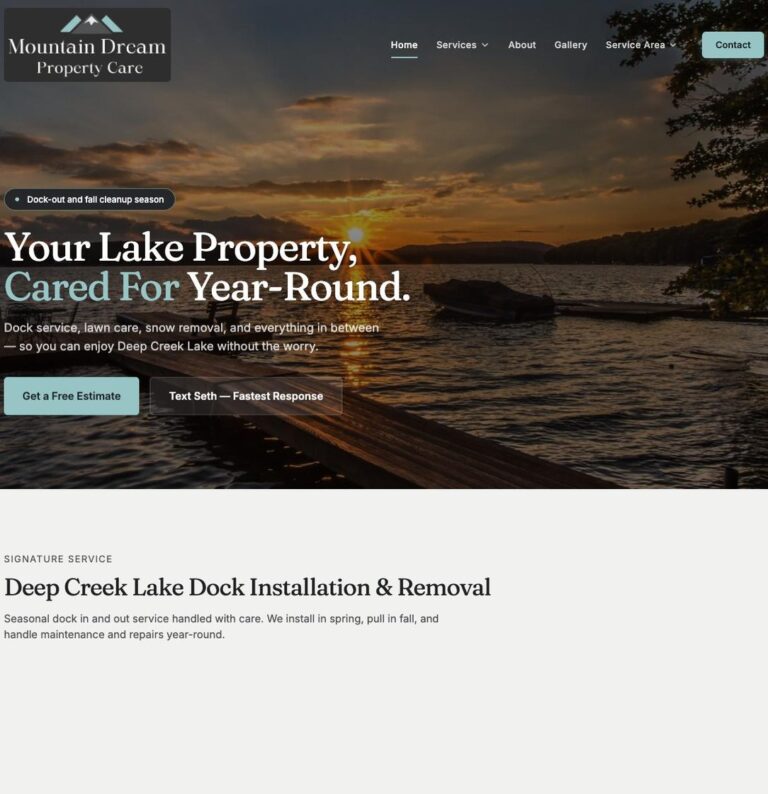 Mountain Dream Property Care website designed by Solnet