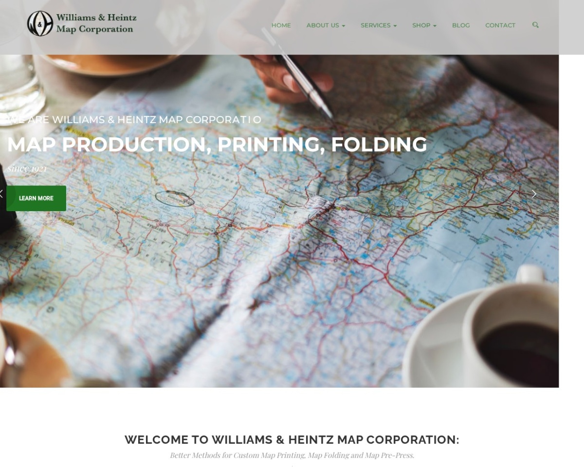 Williams & Heintz Map Corporation website designed by Solnet